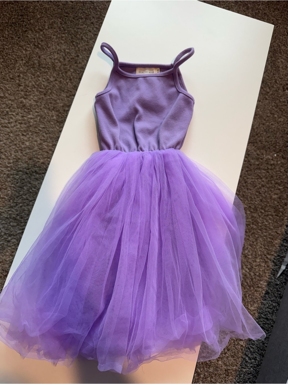 Girls Purple Tulle Dress with Spaghetti Straps